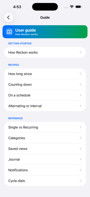 In-app user guide